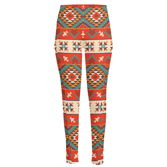 Geometric Native Navajo Print High-Waisted Pocket Leggings