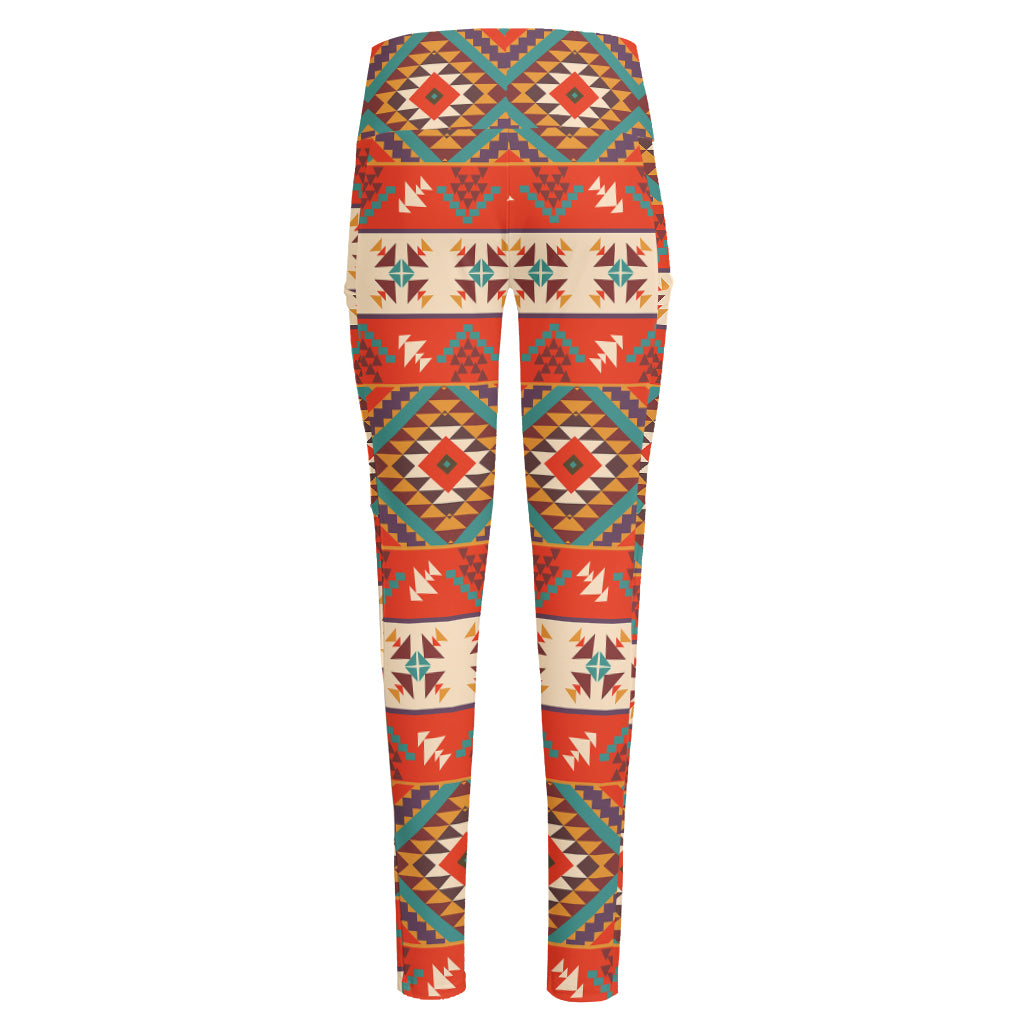 Geometric Native Navajo Print High-Waisted Pocket Leggings