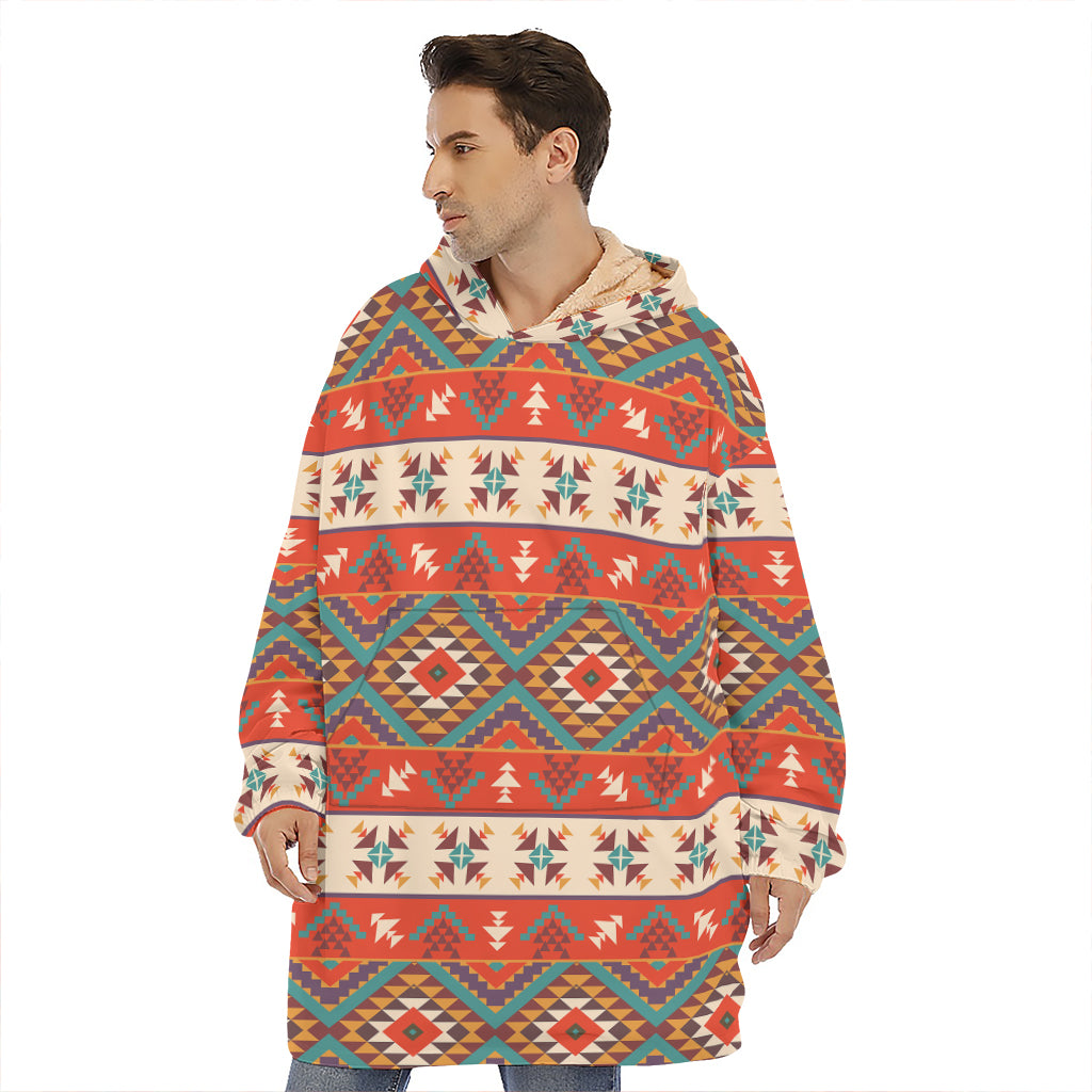 Geometric Native Navajo Print Hoodie Blanket