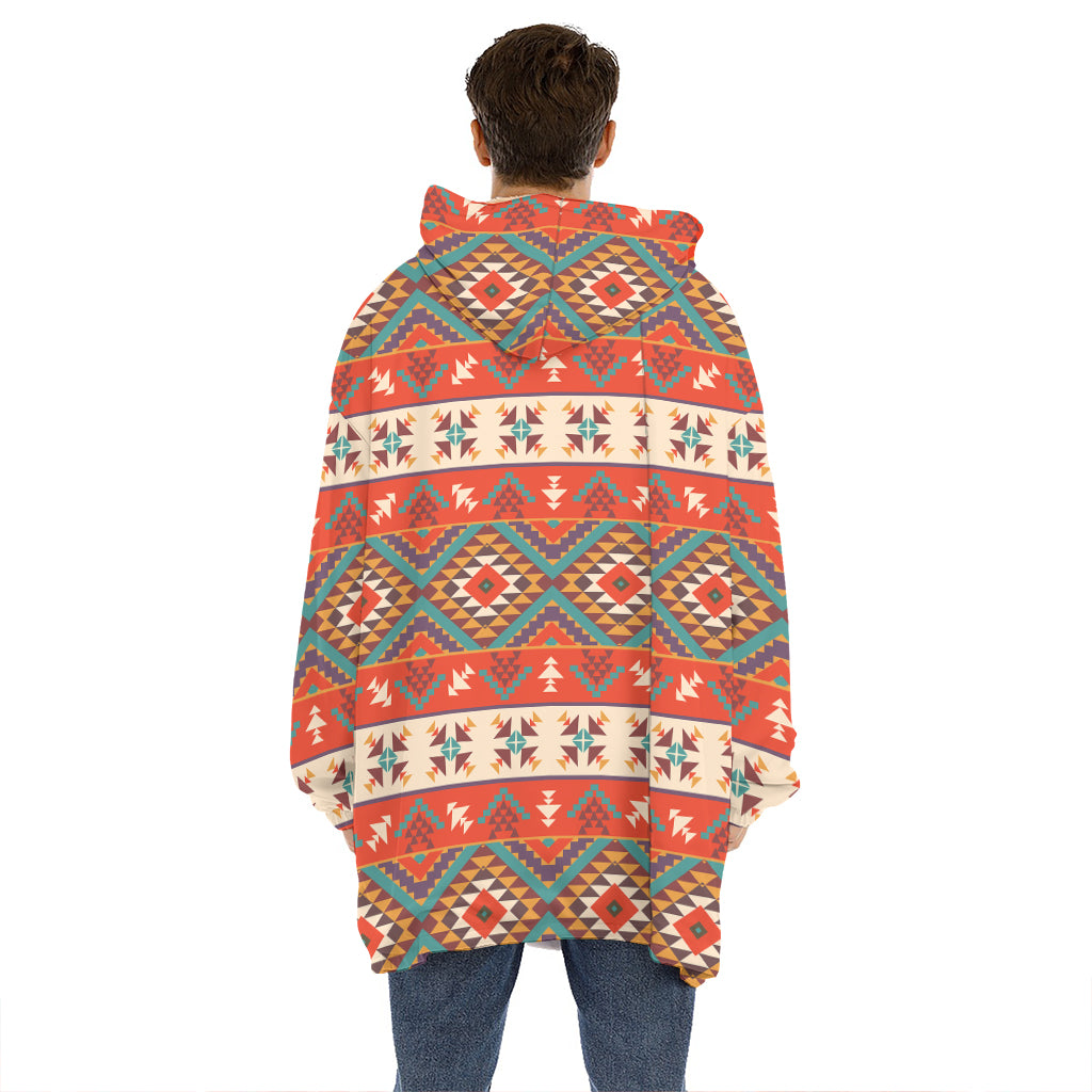Geometric Native Navajo Print Hoodie Blanket