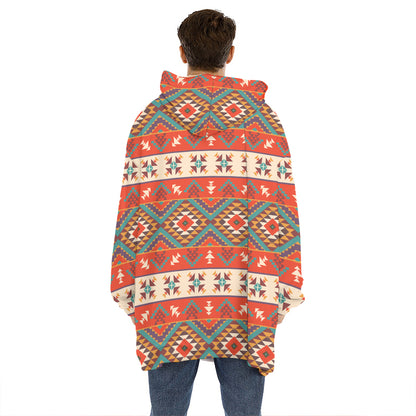 Geometric Native Navajo Print Hoodie Blanket