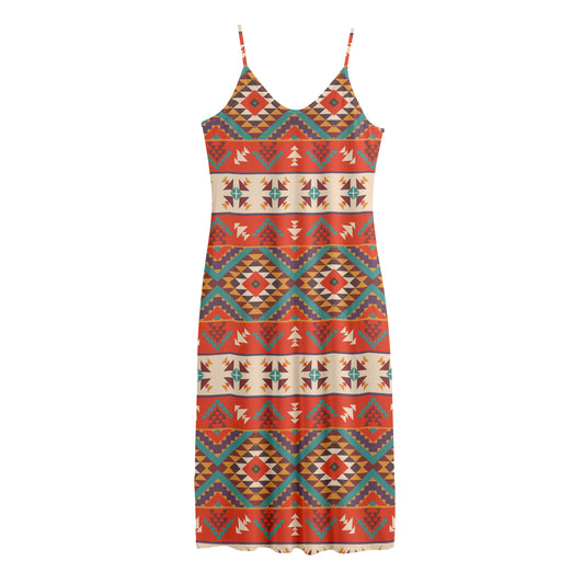 Geometric Native Navajo Print Jersey Midi Cami Dress
