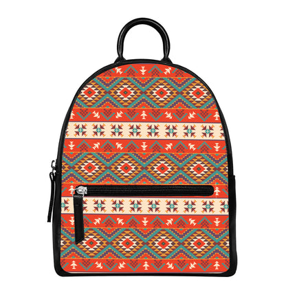Geometric Native Navajo Print Leather Backpack