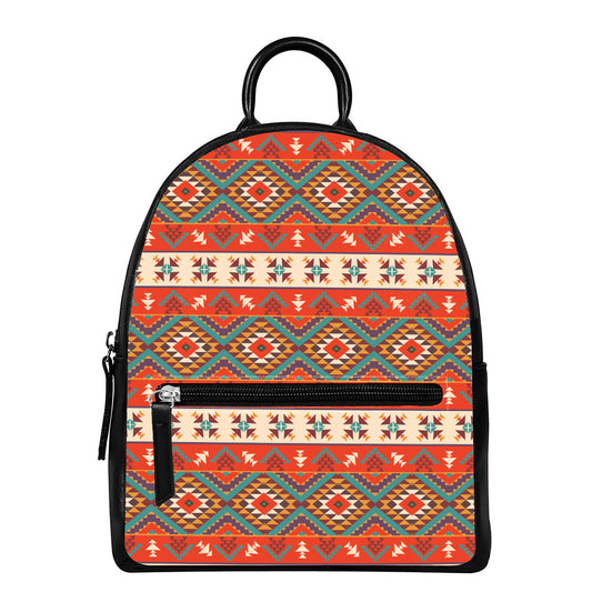 Geometric Native Navajo Print Leather Backpack