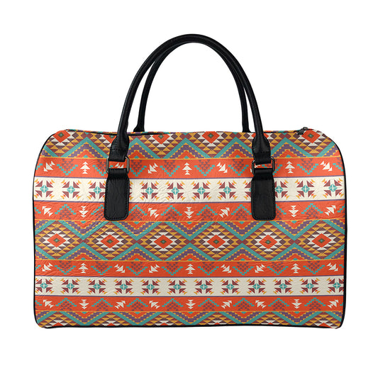 Geometric Native Navajo Print Leather Duffle Bag
