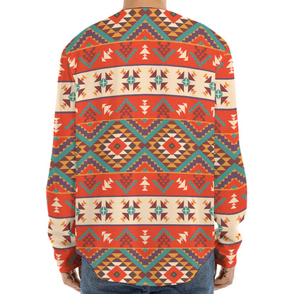 Geometric Native Navajo Print Long Sleeve Baseball Jersey