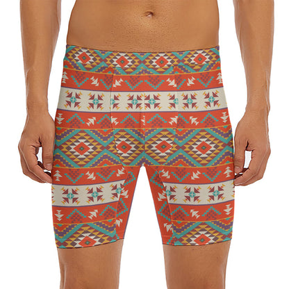Geometric Native Navajo Print Men's Long Boxer Briefs