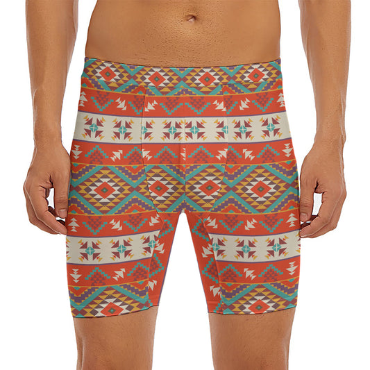 Geometric Native Navajo Print Men's Long Boxer Briefs