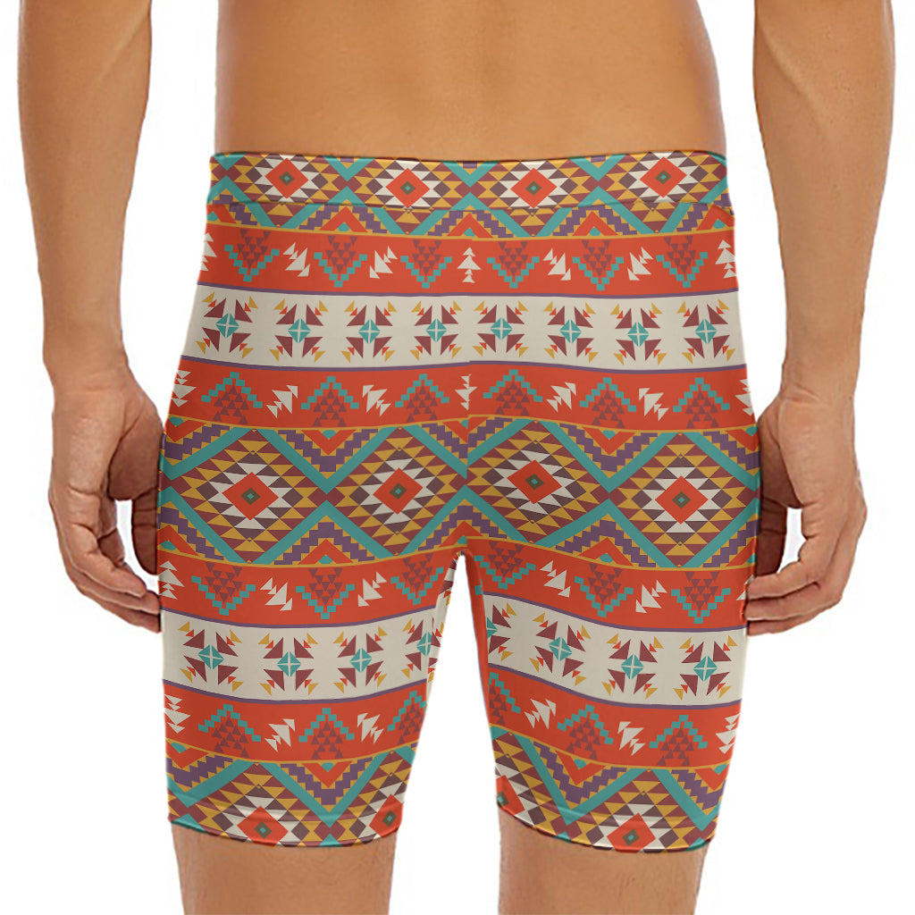 Geometric Native Navajo Print Men's Long Boxer Briefs