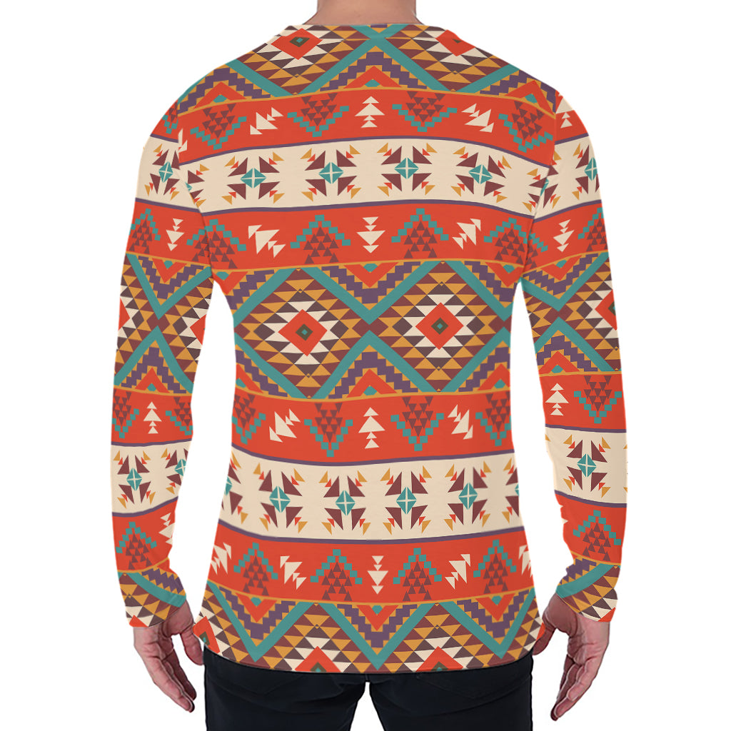 Geometric Native Navajo Print Men's Long Sleeve T-Shirt