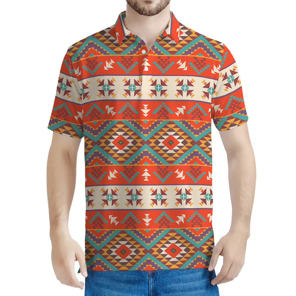 Geometric Native Navajo Print Men's Polo Shirt