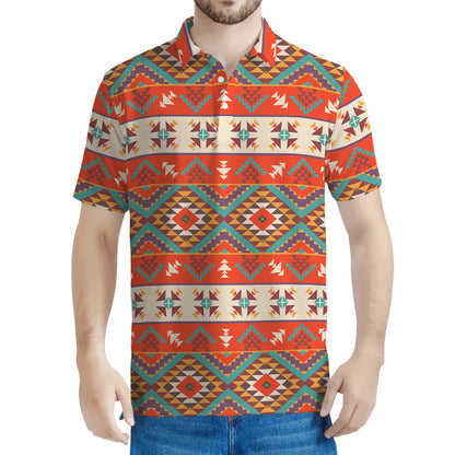 Geometric Native Navajo Print Men's Polo Shirt
