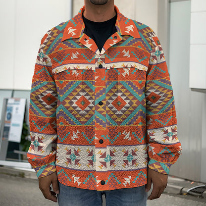 Geometric Native Navajo Print Men's Shirt Jacket
