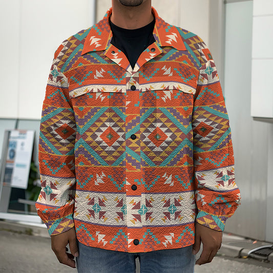 Geometric Native Navajo Print Men's Shirt Jacket