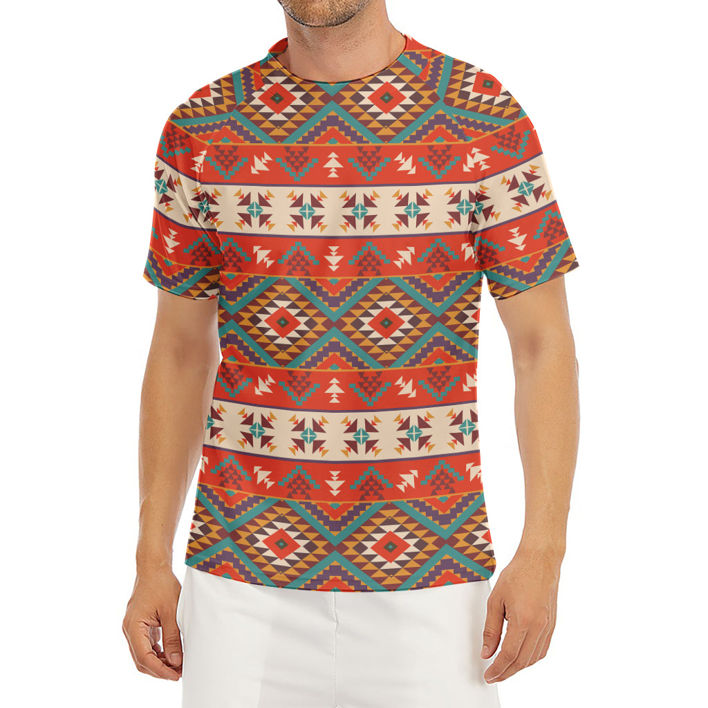 Geometric Native Navajo Print Men's Short Sleeve Rash Guard