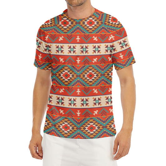 Geometric Native Navajo Print Men's Short Sleeve Rash Guard