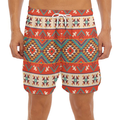 Geometric Native Navajo Print Men's Split Running Shorts