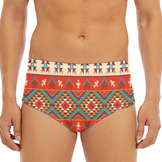 Geometric Native Navajo Print Men's Triangle Swim Briefs