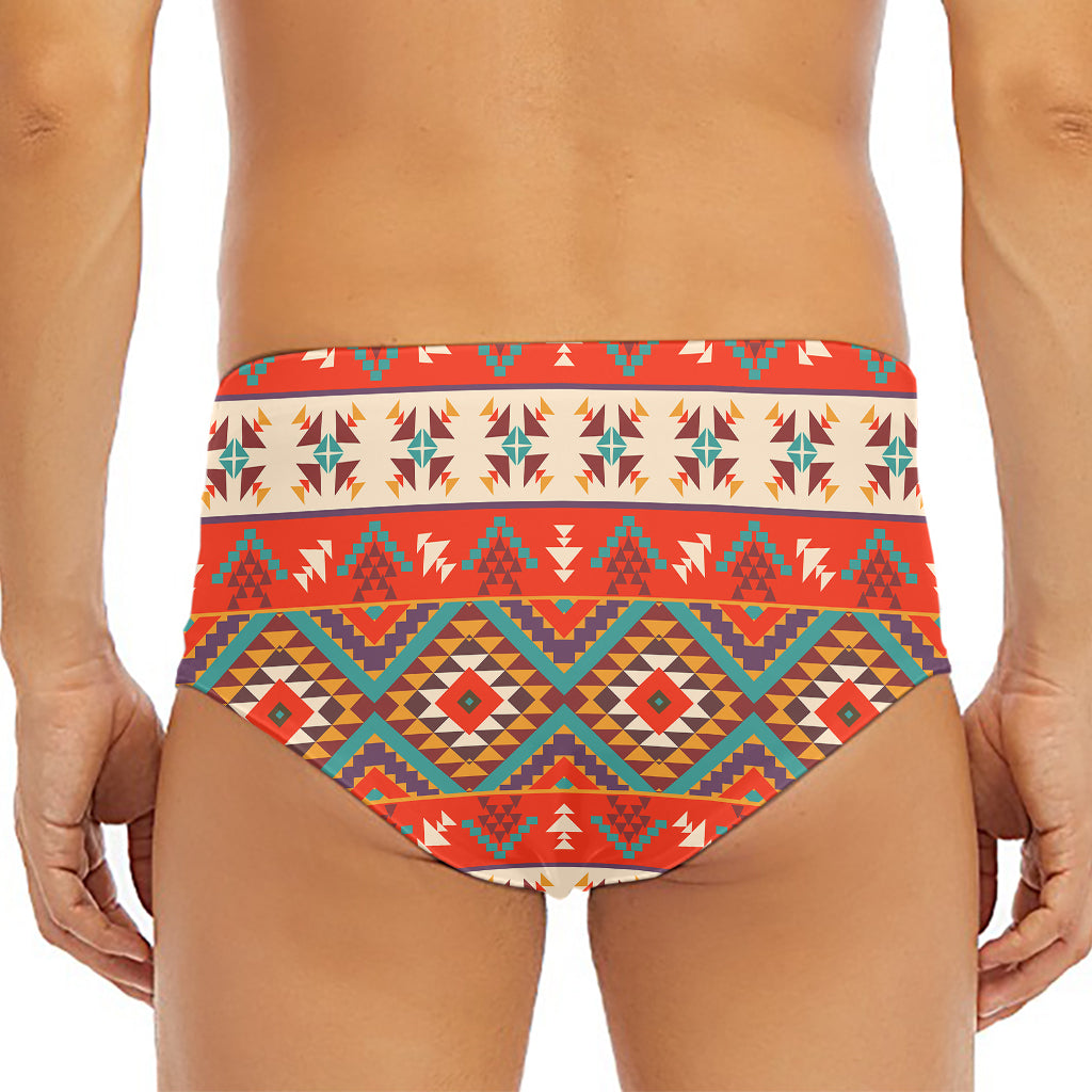 Geometric Native Navajo Print Men's Triangle Swim Briefs