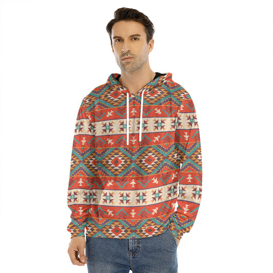 Geometric Native Navajo Print Men's Velvet Pullover Hoodie