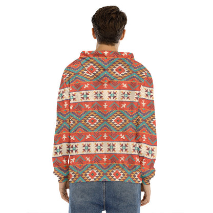 Geometric Native Navajo Print Men's Velvet Pullover Hoodie