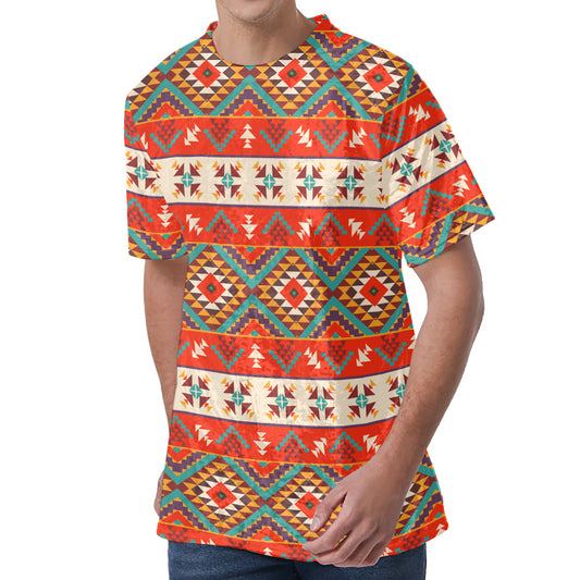 Geometric Native Navajo Print Men's Velvet T-Shirt