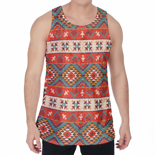 Geometric Native Navajo Print Men's Velvet Tank Top