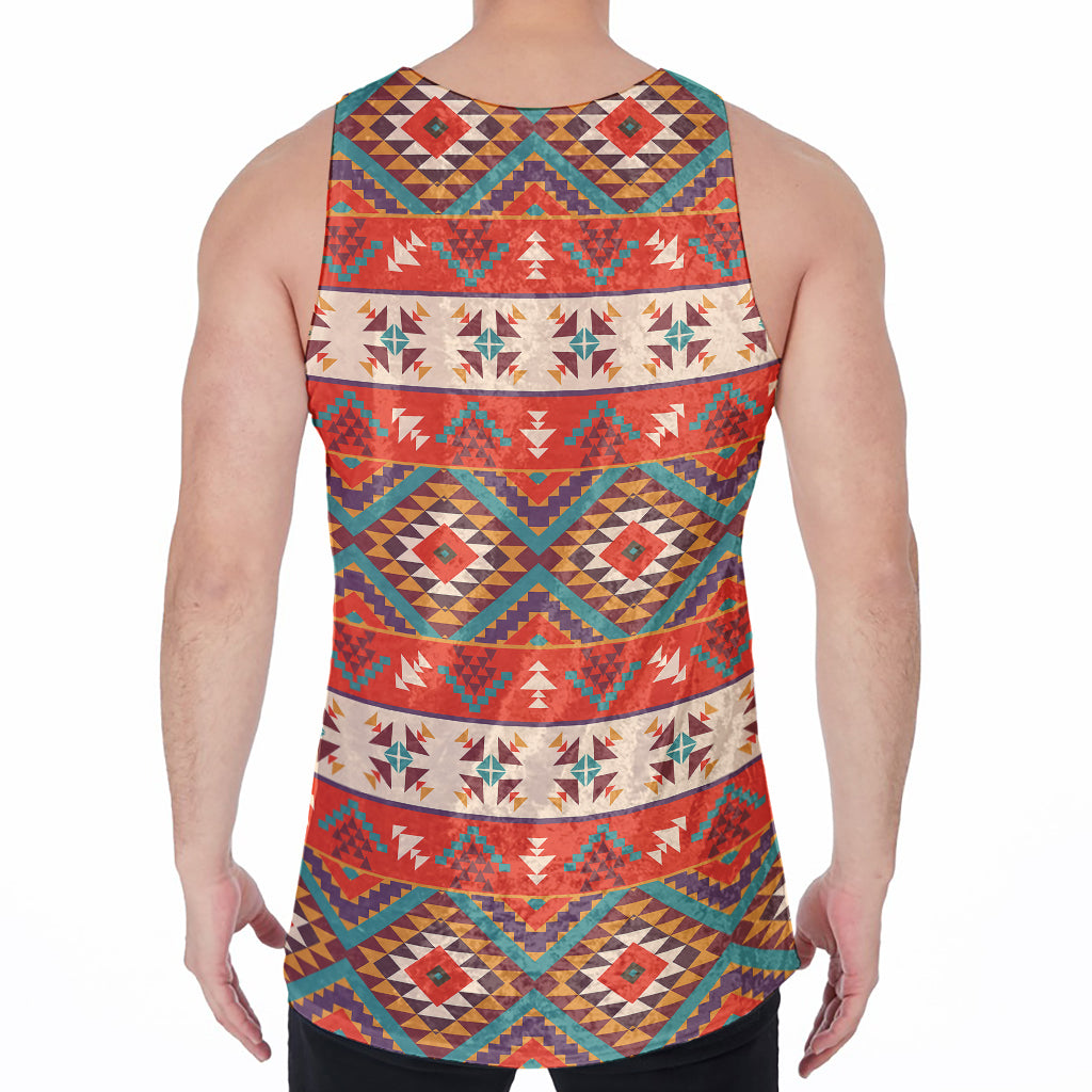 Geometric Native Navajo Print Men's Velvet Tank Top