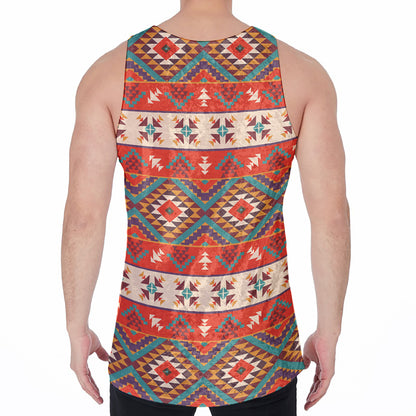 Geometric Native Navajo Print Men's Velvet Tank Top