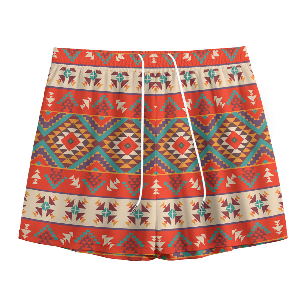 Geometric Native Navajo Print Mesh Shorts