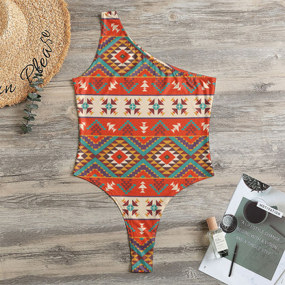 Geometric Native Navajo Print One Shoulder Bodysuit