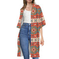 Geometric Native Navajo Print Open Front Beach Cover Up