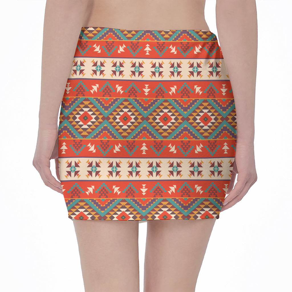 Geometric Native Navajo Print Pencil Mini Skirt
