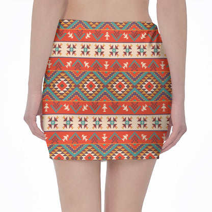 Geometric Native Navajo Print Pencil Mini Skirt