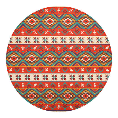 Geometric Native Navajo Print Round Blanket