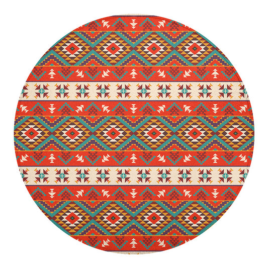 Geometric Native Navajo Print Round Blanket