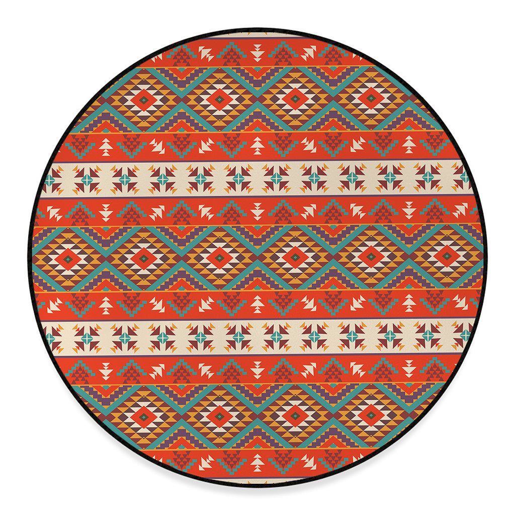 Geometric Native Navajo Print Round Floor Mat