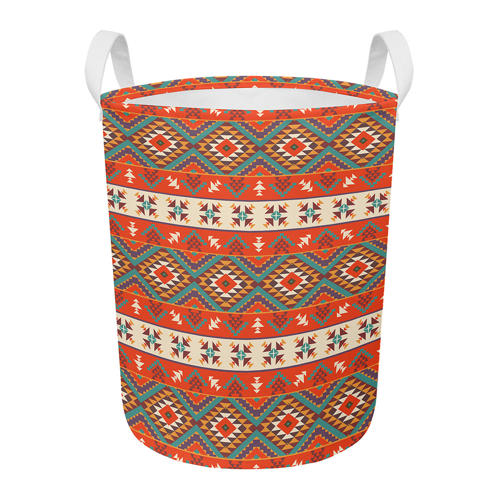 Geometric Native Navajo Print Round Laundry Basket
