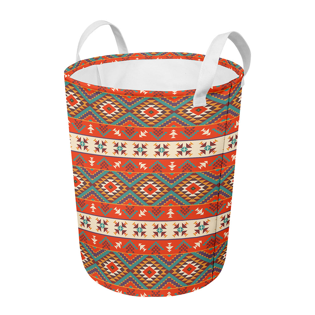 Geometric Native Navajo Print Round Laundry Basket