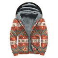 Geometric Native Navajo Print Sherpa Lined Zip Up Hoodie