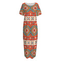Geometric Native Navajo Print Short Sleeve Long Nightdress