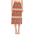 Geometric Native Navajo Print Side Slit Midi Skirt