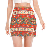 Geometric Native Navajo Print Side Slit Mini Skirt