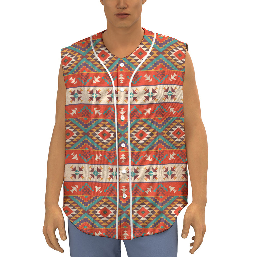 Geometric Native Navajo Print Sleeveless Baseball Jersey