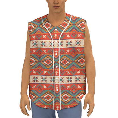 Geometric Native Navajo Print Sleeveless Baseball Jersey