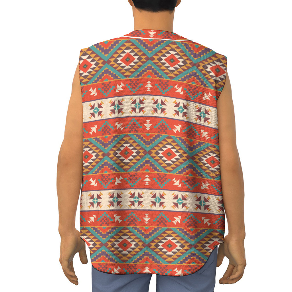 Geometric Native Navajo Print Sleeveless Baseball Jersey