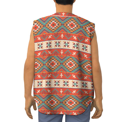 Geometric Native Navajo Print Sleeveless Baseball Jersey