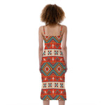 Geometric Native Navajo Print Slim Fit Midi Cami Dress
