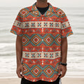 Geometric Native Navajo Print Textured Short Sleeve Shirt