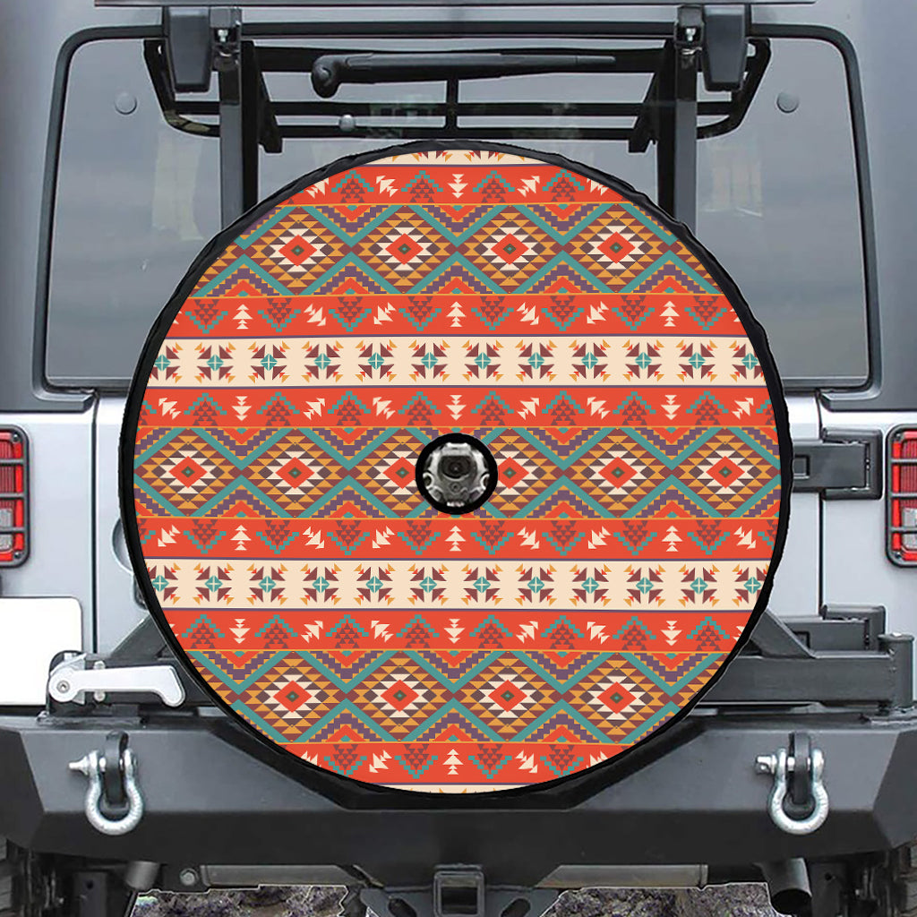 Geometric Native Navajo Print Tire Cover With Camera Hole